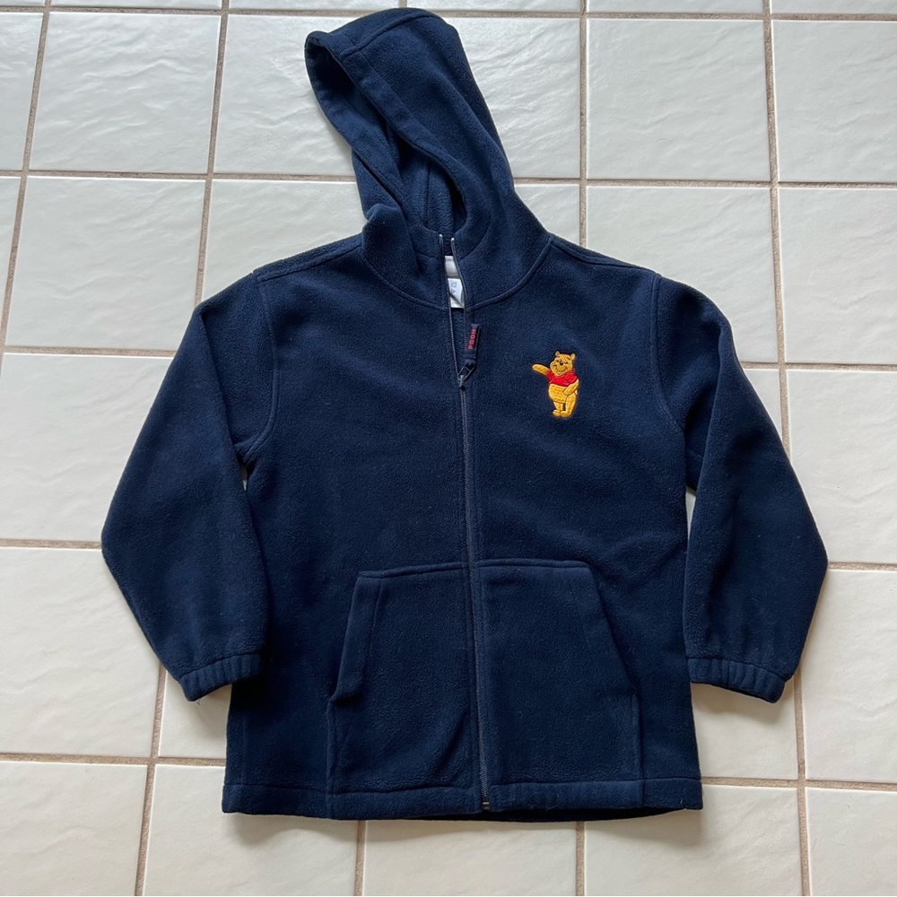 Disney Embroidered Felt Winnie the Pooh Fleece Full Zip Up Jacket